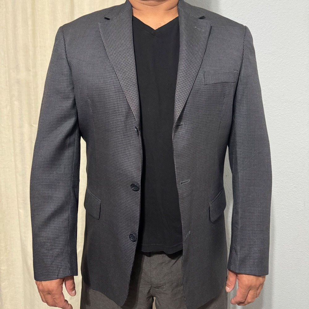 Andrew Fezza Fusion Blazer Mens 40L Gray Silk Super 100s‎ Worsted Wool 3 Button